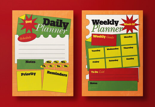Orange Yellow Scrapbooking Weekly Planner