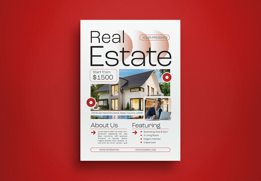 Red Utilitarian Real Estate Invest Flyer Layout