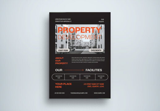 Black Orange Utilitarian Property Development Flyer Layout