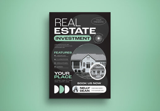 Black And Green Real Estate Investment Flyer Layout