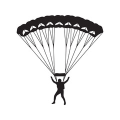 Skydiver Parachute Silhouette Vector Extreme Sport Skydiving Illustration