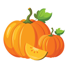 Obraz premium Vector illustration of an isolated orange pumpkin, perfect for Halloween, autumn, and Thanksgiving season decorations, symbolizing fresh harvest