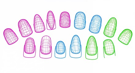 Nail shapes and colors diagram