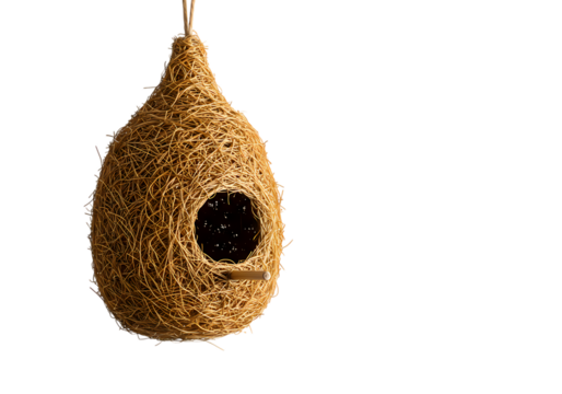 TeardropShaped Woven Birdhouse isolated on transparent background - Powered by Adobe