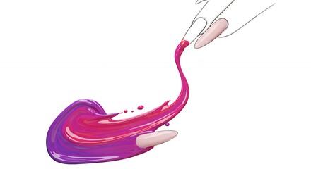 Pink purple nail polish flowing