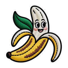 Smiling banana fruit embroidery patch yellow