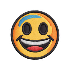 Smiling emoji embroidered patch smiley face