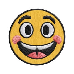 Smiling emoji embroidery patch happy yellow