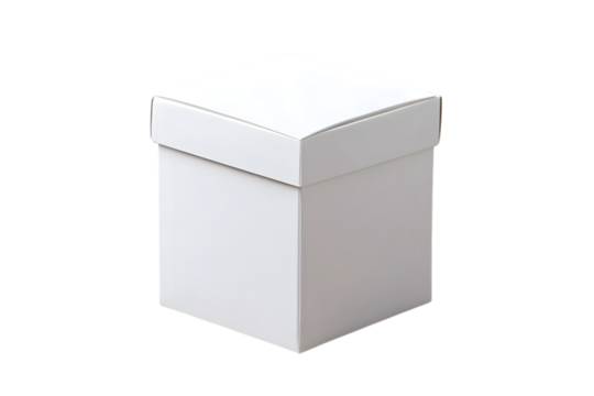Isolated cube-shaped white box presents a minimalist aesthetic, showcasing smooth surfaces on a transparent background with clean lines.. Ai Generated Images