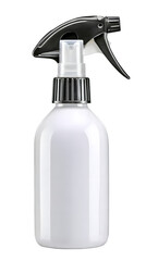 Minimalist white spray bottle with black trigger set against a stark transparent background is ready for a product shot or demonstration.. Ai Generated Images
