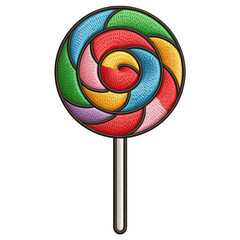 Swirled lollipop embroidery patch candy colorful