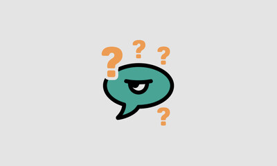 Fototapeta premium Skeptical Speech Bubble Icon with Question Marks for Doubt and Confusion