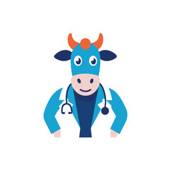 Cow Doctor Vector mascot logo 