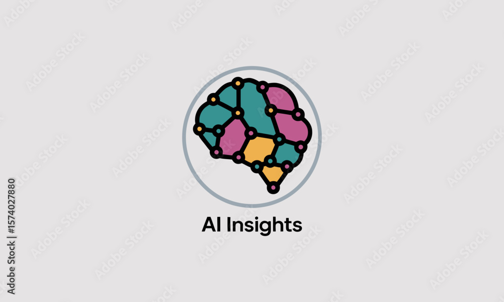 Aufkleber artificial intelligence brain network icon for ai insights concept