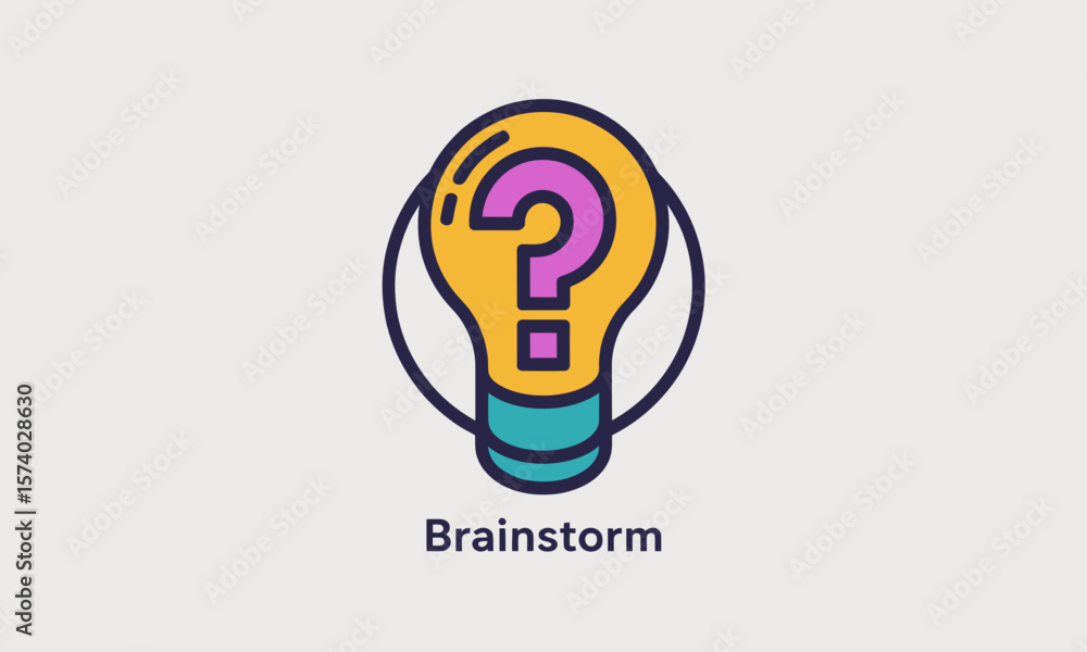 Aufkleber lightbulb icon represents a question mark, symbolizing problem-solving with an idea, on a clean back