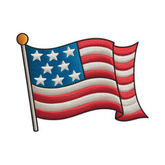 Waving American flag embroidery stars stripes