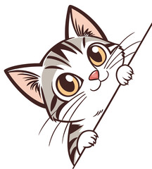 Obraz premium silhouette of a cute cat peeking