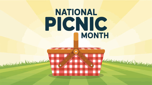 National Picnic Month Celebration with Picnic Basket - Powered by Adobe