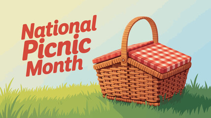 National Picnic Month Celebration with Picnic Basket