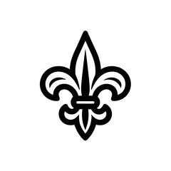 Fleur-de-lis symbol in black outline on white background  