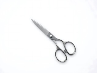 Minimalist composition featuring a pair of sleek, metallic scissors