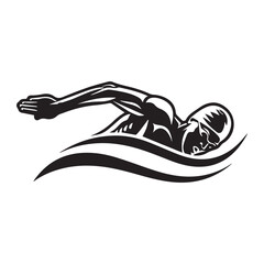 Swimmer Silhouette Swimming Pool Athlete Sport Freestyle Stroke Icon