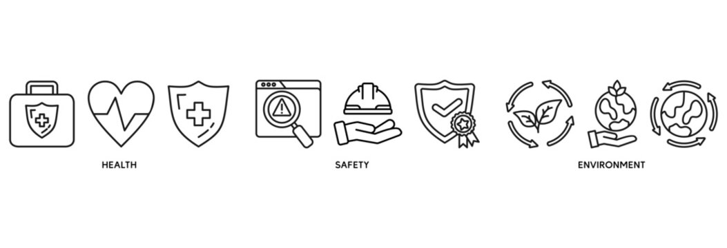 HSE icon set vector illustration concept relate to Health Safety Environment in the corporate occupational safety and health