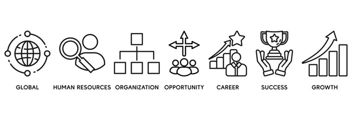 Management icon set vector illustration concept relate to global, human resources, organization, opportunity, career, success and growth
