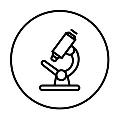 Microscope illustration in minimal style with black outline design  