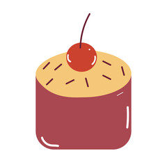 Mini Pie with Cherry Topping Flat Icon