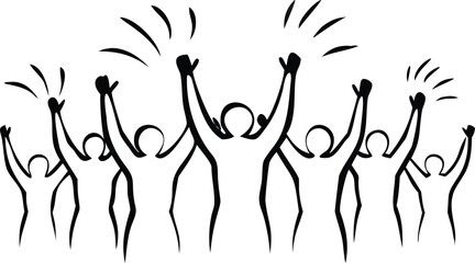 Group of people celebrating with raised arms celebration