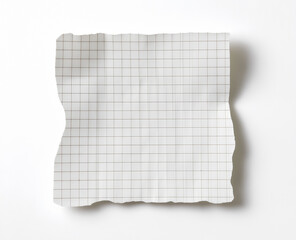 Blank squared paper sheet clipped with metal binder against white background in minimalist office stationery flat lay


