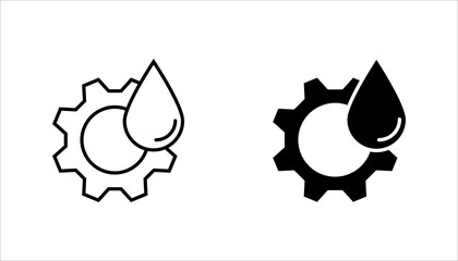 Lubricant oil drop and gear icon set design isolated on white background. Vector illustration
