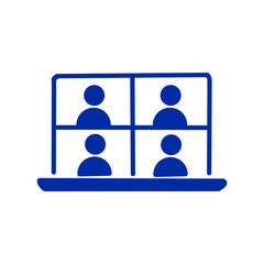 Online Meeting with Four Participants Icon／4人が参加するオンライン会議のアイコン