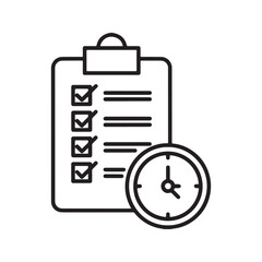 Time Management Checklist Icon for Business Productivity and Planning