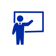 Business Explanation at Whiteboard／ホワイトボードで説明するビジネスマンのアイコン