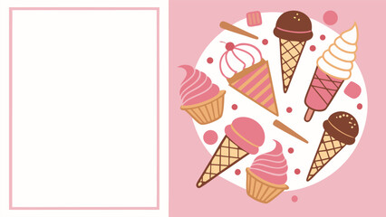 Colorful Ice Cream Set with Blank Background for Text, Isolated Frozen Desserts