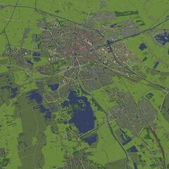 3D illustration of city and urban in Groningen Netherlands