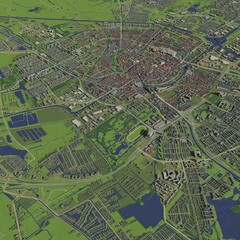 Obraz premium 3D illustration of city and urban in Groningen Netherlands
