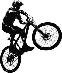 MTB Downhill Jump Athlete Silhouette - Dynamic Rider Vector
