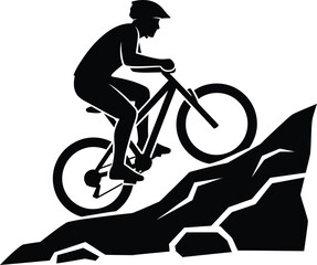 Mountain Biking Icon Vector - Outdoor MTB Cycling Symbol
