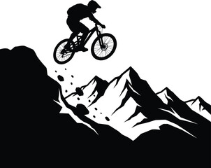Mountain Biking Silhouettes Vector Set - Dynamic MTB Action Icons