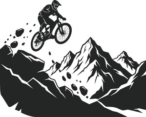 Mountain Biking Silhouettes Vector Set - Dynamic MTB Action Icons