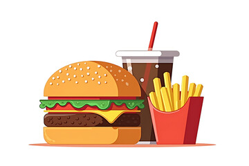 burger and fries vector
