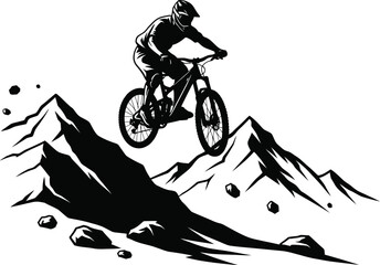 Mountain Biking Silhouettes Vector Set - Dynamic MTB Action Icons