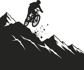 Mountain Biking Silhouettes Vector Set - Dynamic MTB Action Icons
