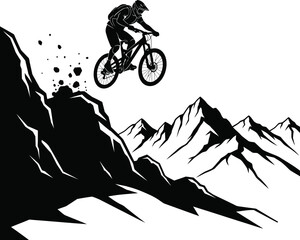 Mountain Biking Silhouettes Vector Set - Dynamic MTB Action Icons