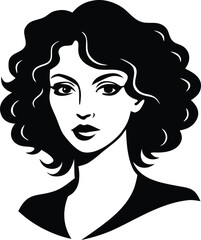  woman with curly black hair silhouette vector