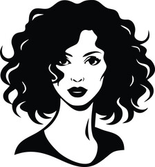  woman with curly black hair silhouette vector
