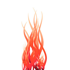 Fire flames on white background. Vector illustration.